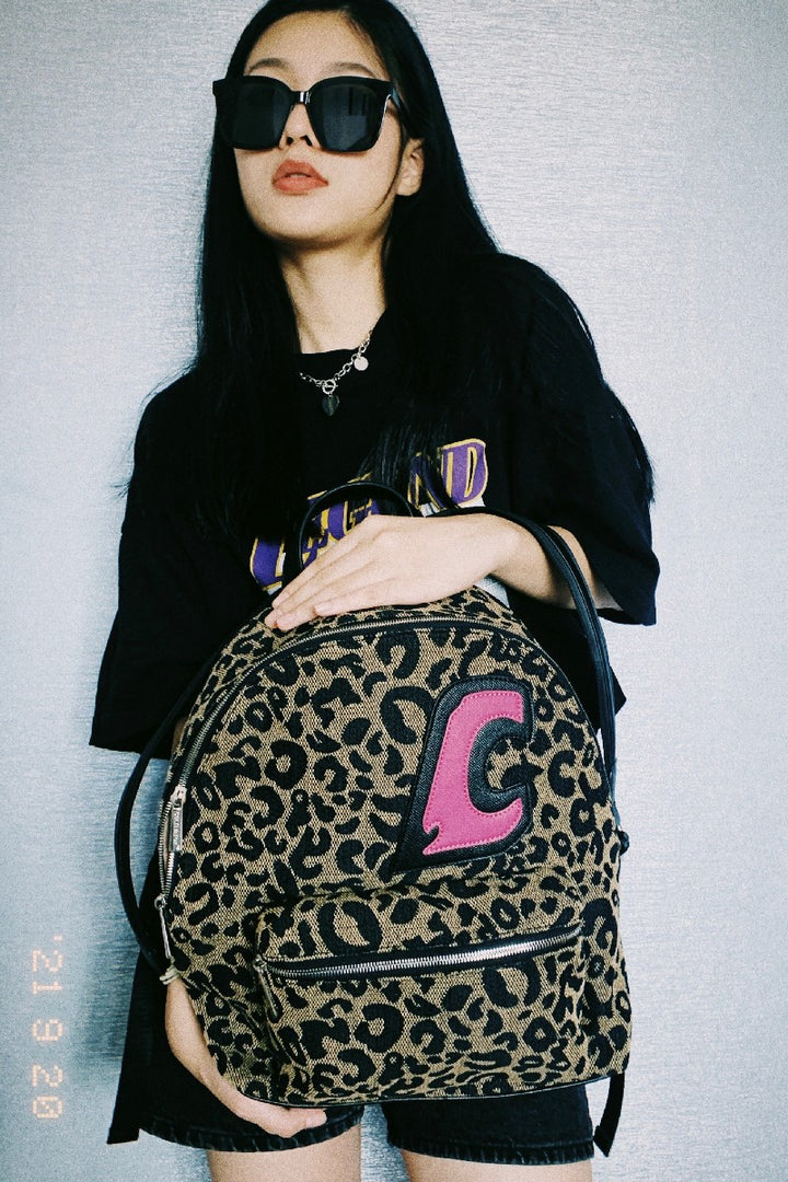 C-Logo Leopard Print Backpack