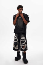 Detachable Sleeve Denim Tee