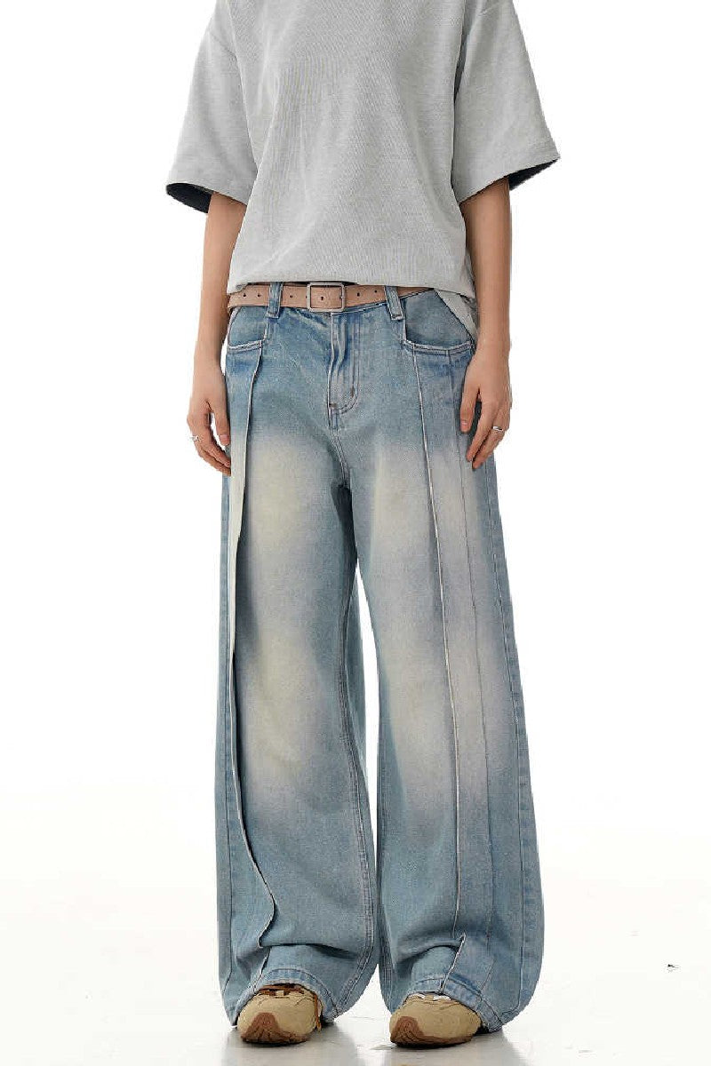 Deconstructed Straight Leg Jeans