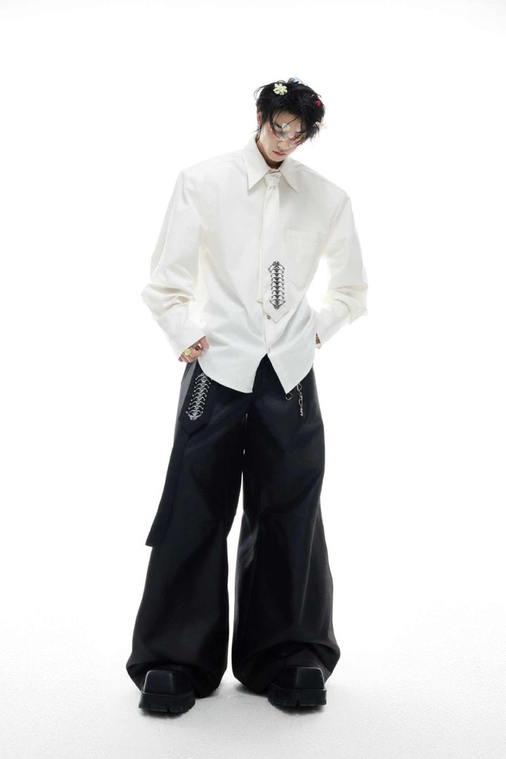 Embroidered Spine Deconstructed Shirt