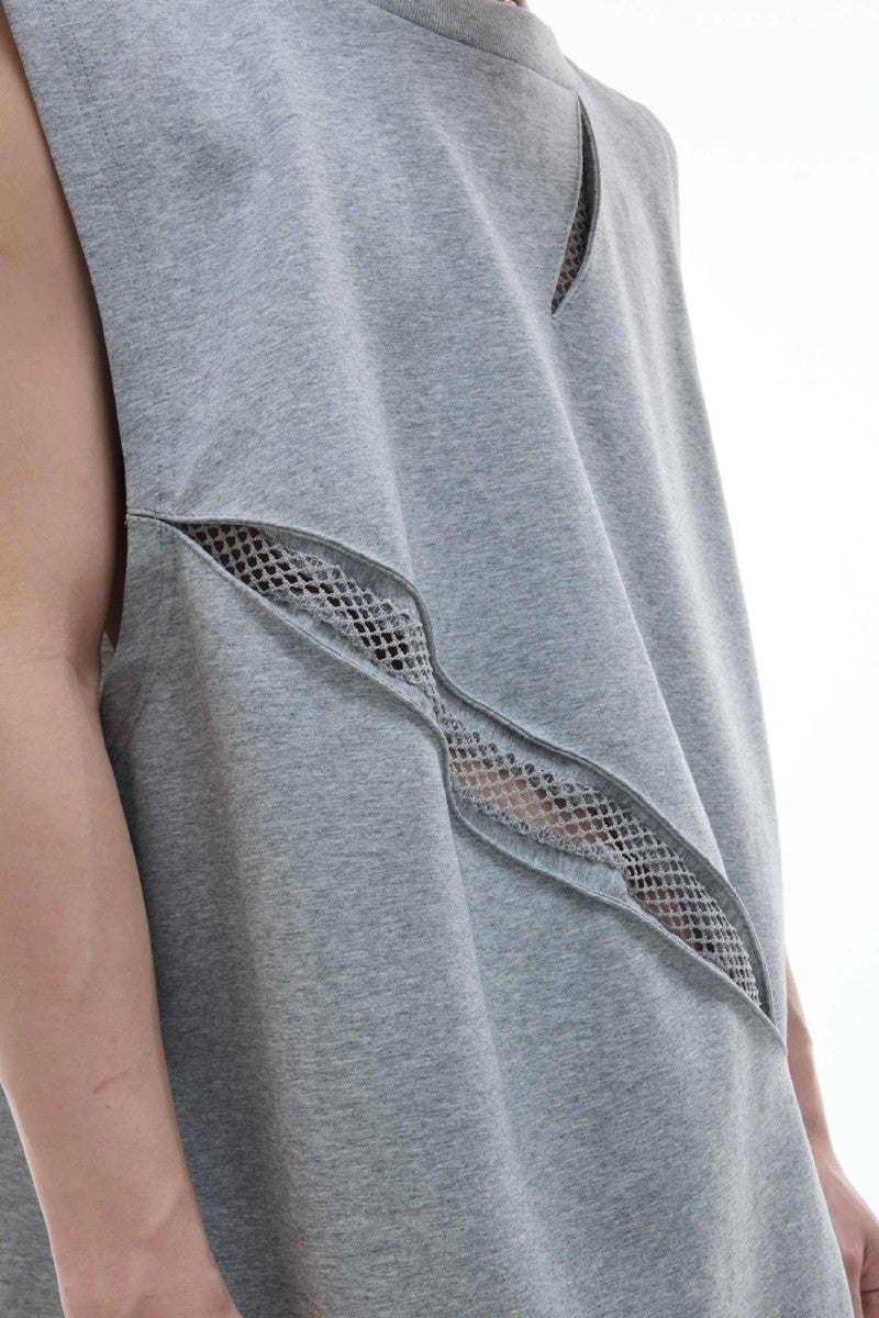 Mesh Cutout Sleeveless Vest