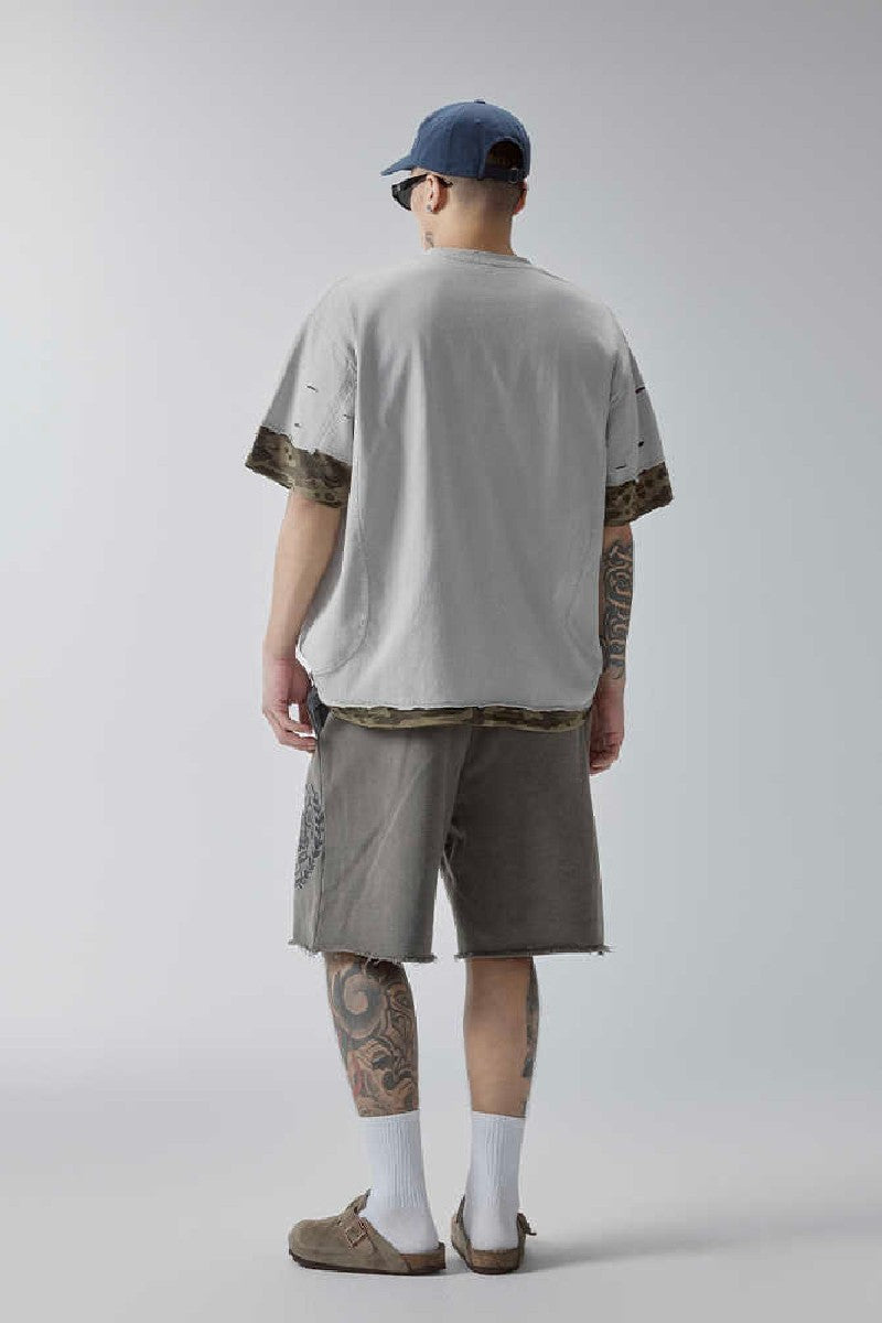 Camo Layered Distressed T-Shirt