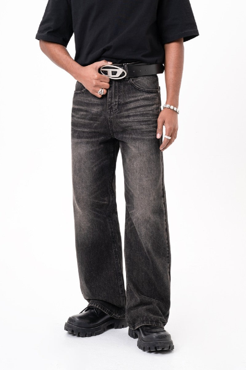 Loose Straight Washed Jeans