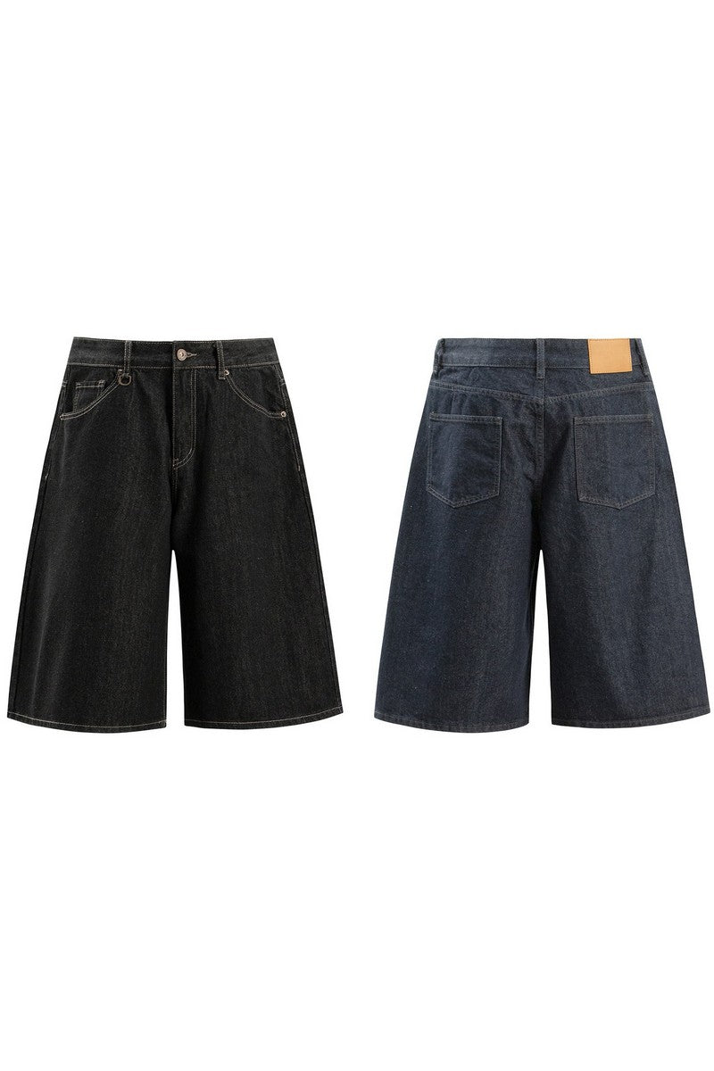 Raw Denim Cropped Shorts