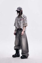 Striped Zip Polo Nylon Tee