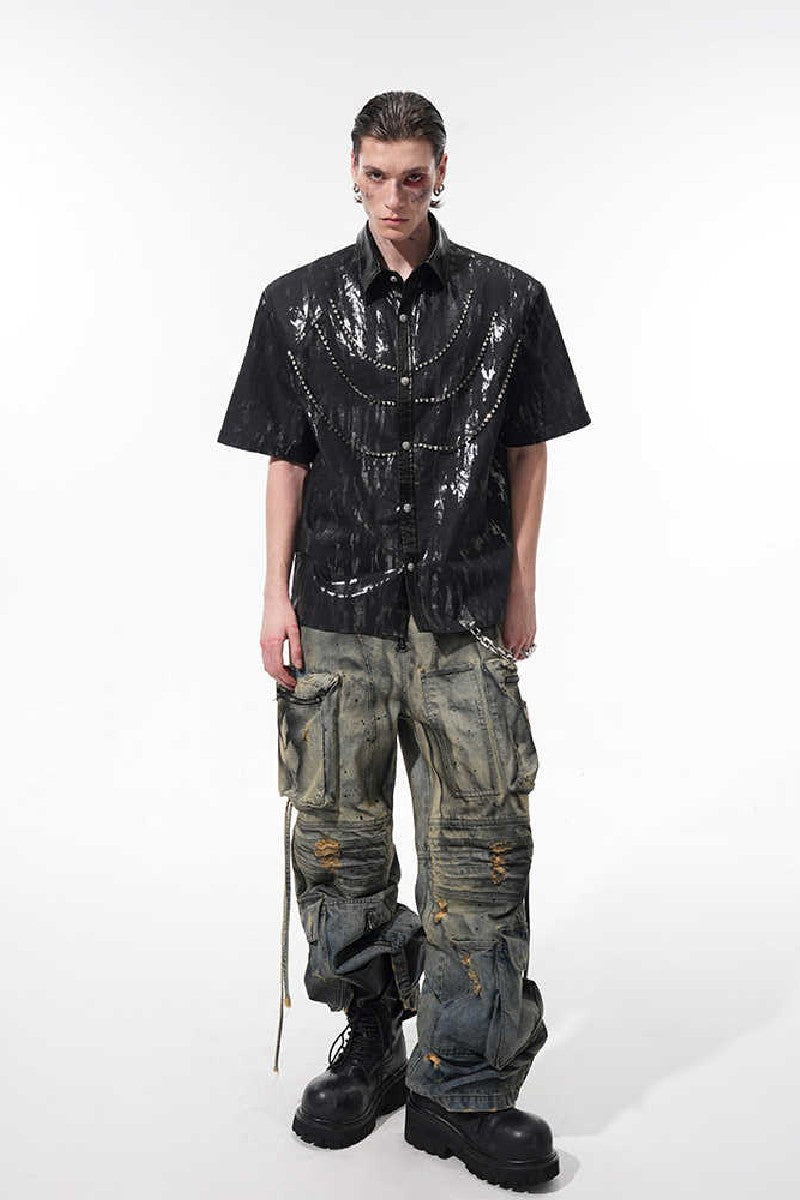 Metallic Padded Shoulder Shirt