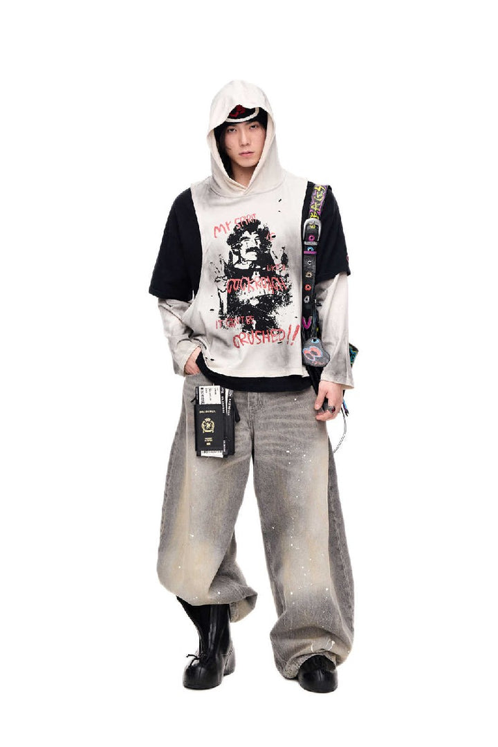 Faded Graphic Layered Hoodie