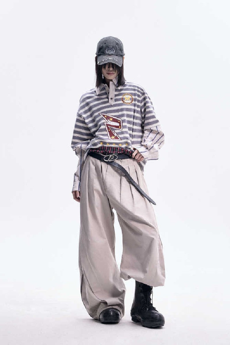 Wrinkled TR Wide Blade Trousers