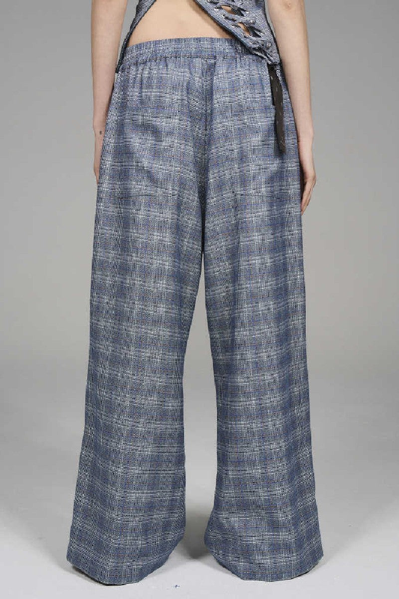 Label Plaid Casual Pants