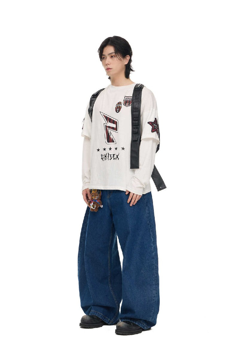 『Copping Zone』Layered Retro Sports Embroidered Tee Racing Embroidered Layered Tee – Copping Zone