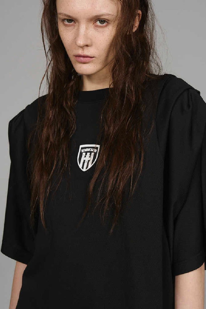 Oversized Pleated Logo Tee
