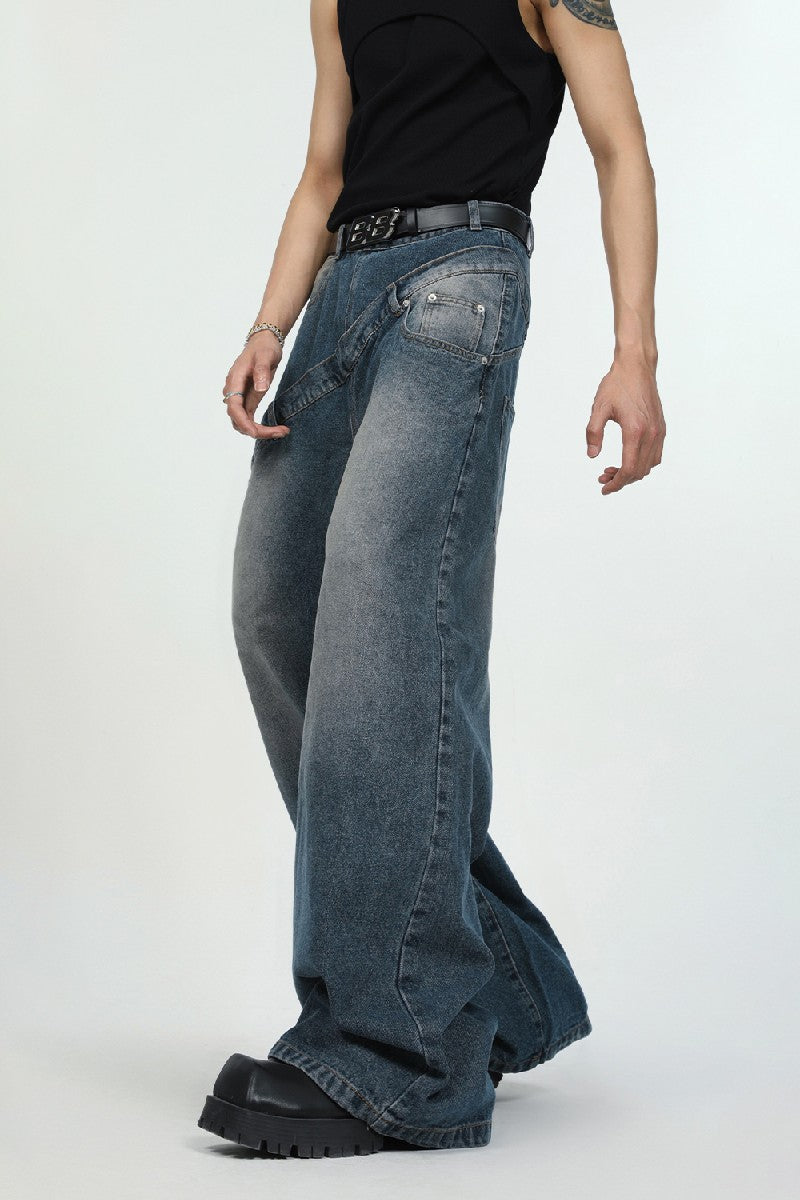 Fake Two-Piece Loose Jeans