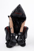 Dark Patchwork Hooded Vest