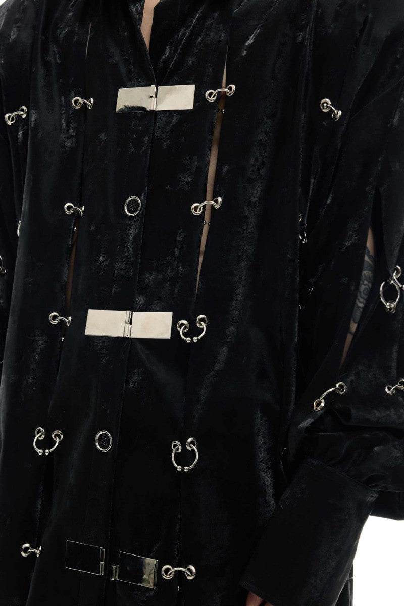 Metal Buckle PU Shirt Jacket