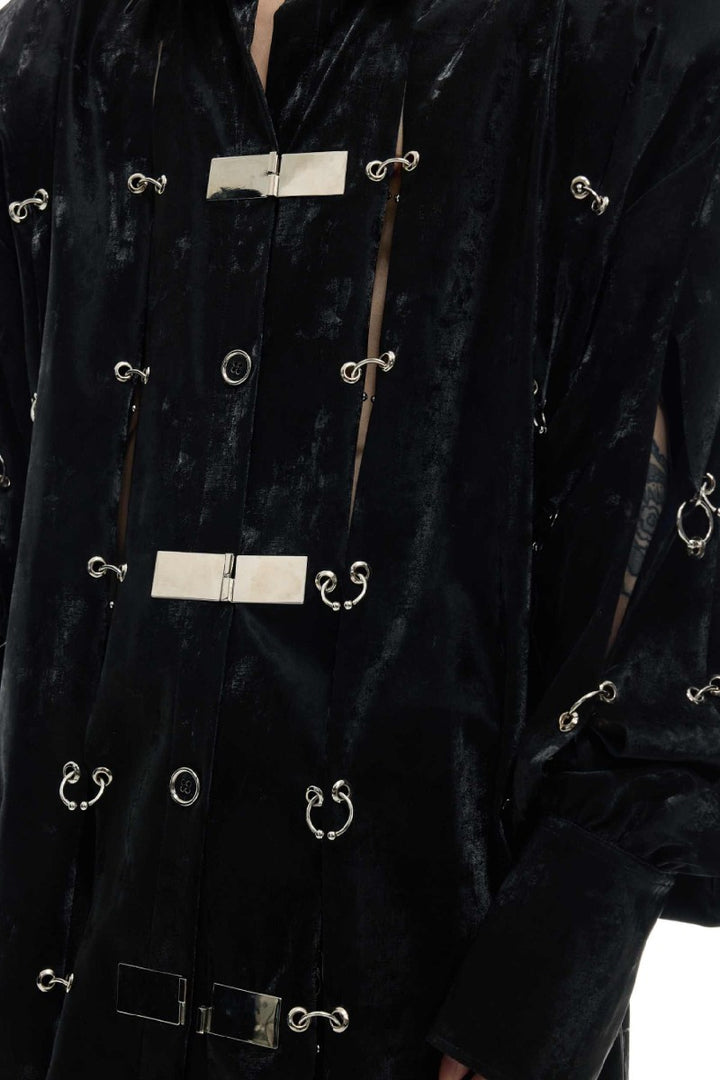 Metal Buckle PU Shirt Jacket