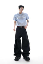Layered Panel Straight Trousers