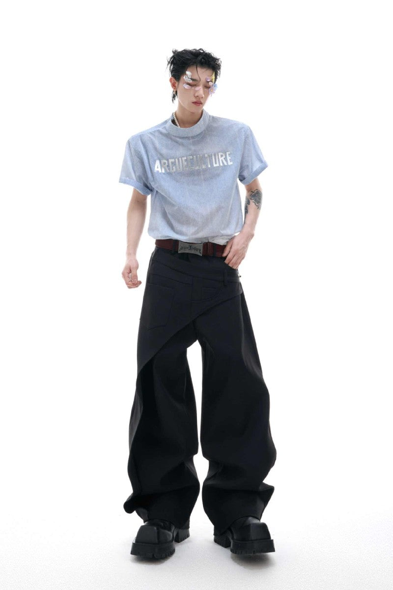 Layered Panel Straight Trousers