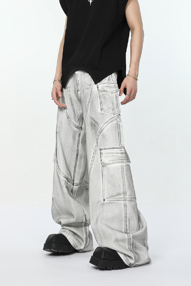 Distressed Cargo Pocket Jeans