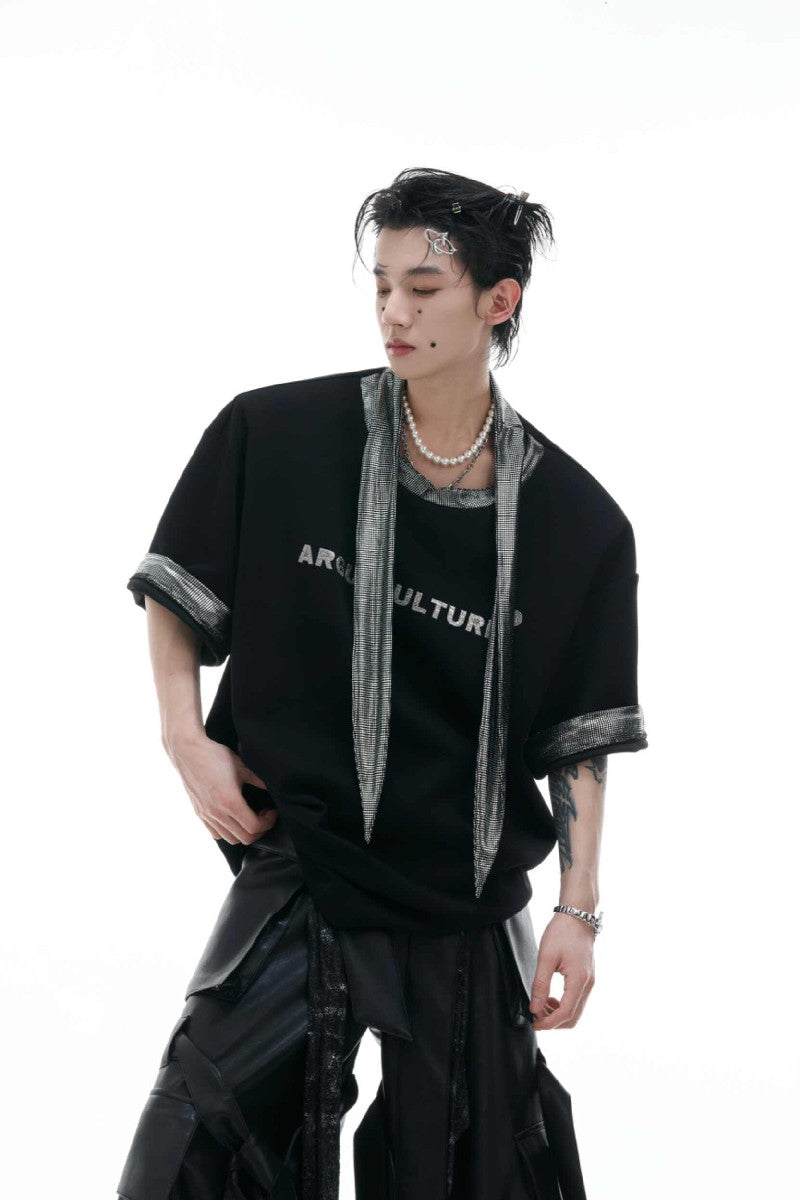 Silver Tie Print Short Sleeve Tee