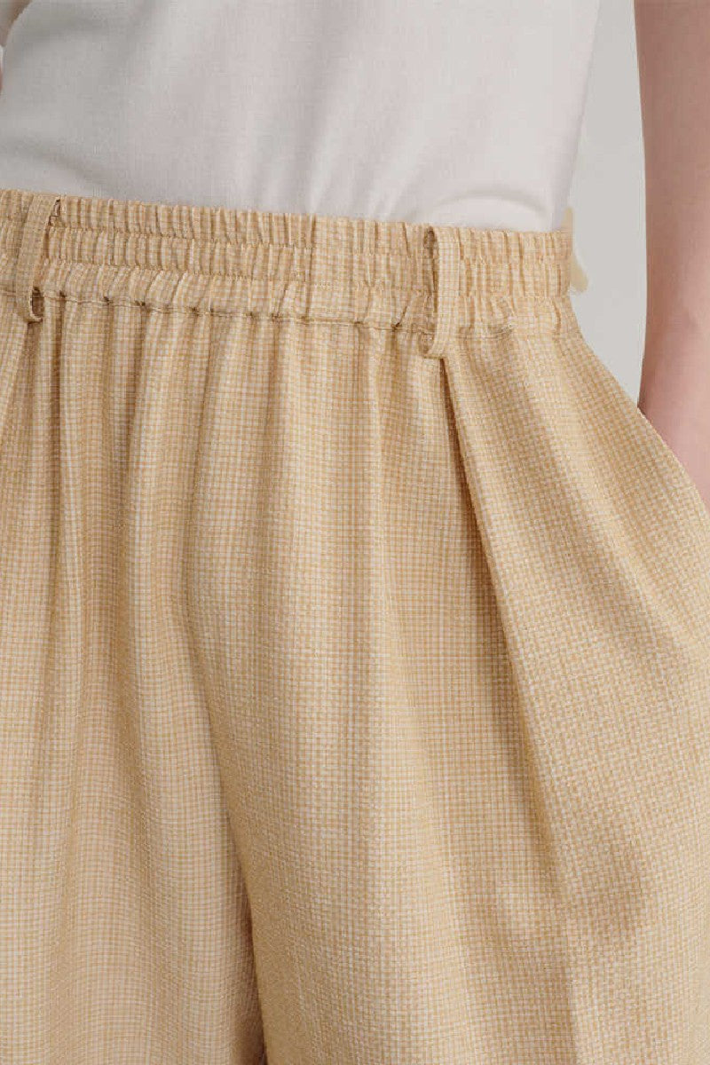 Pleated Check Capri Pants