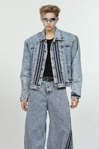 Irregular Striped Denim Jacket