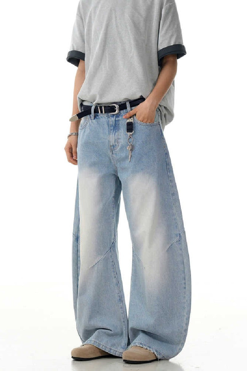 Light Blue Wrinkled Blade Jeans