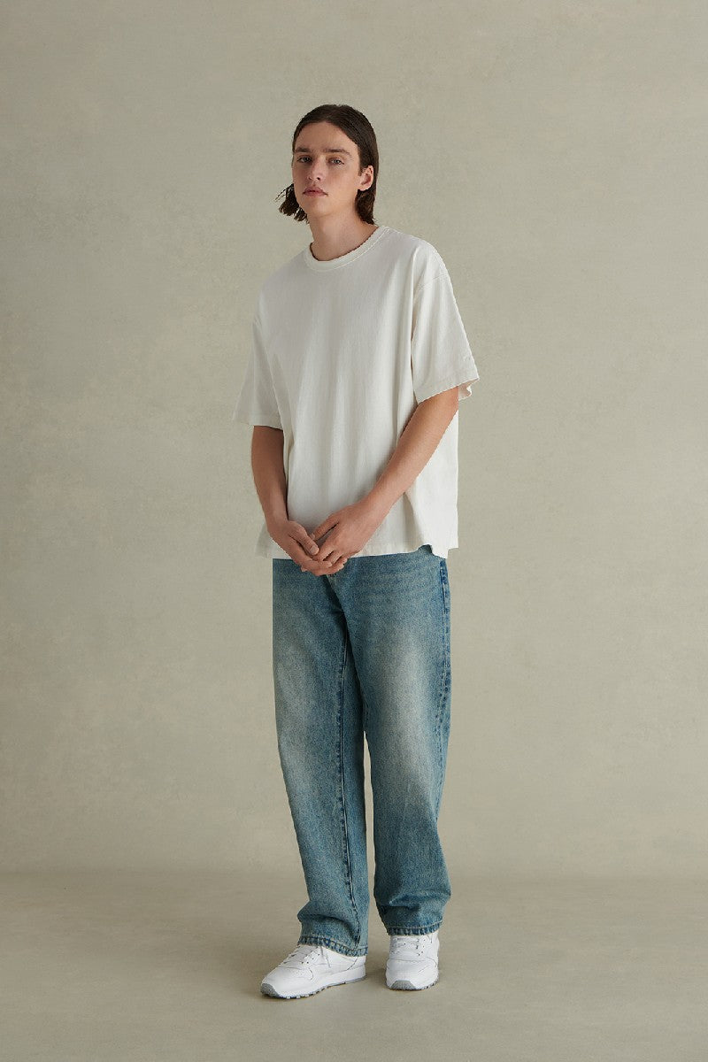 Classic Washed Blue Straight Jeans