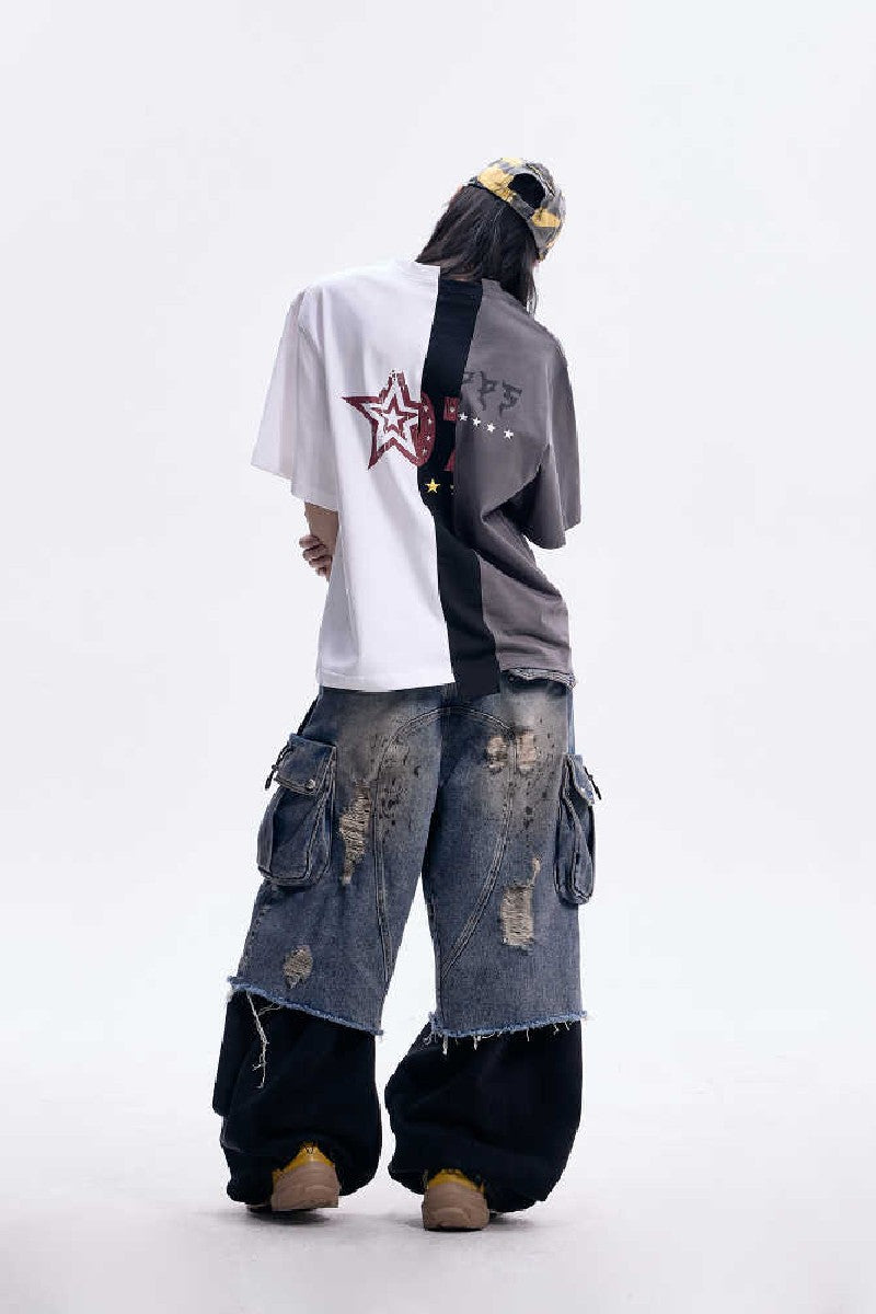 Patchwork Colorblock Graphic Tee