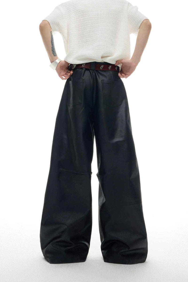 Coated Wax Wide Leg Pants
