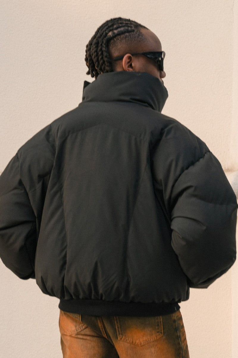 Pleated High Collar Puffer Jacket – Copping Zone