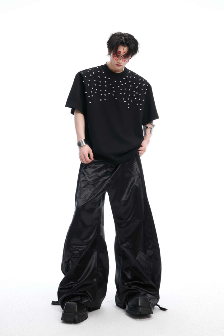 Hand-Sewn Rhinestone Cotton Tee