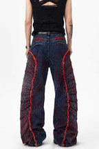 Rose Embroidered Deconstructed Jeans