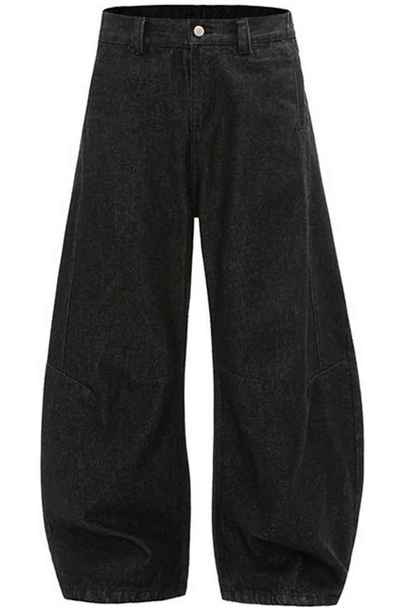 White Blade Cut Baggy Jeans