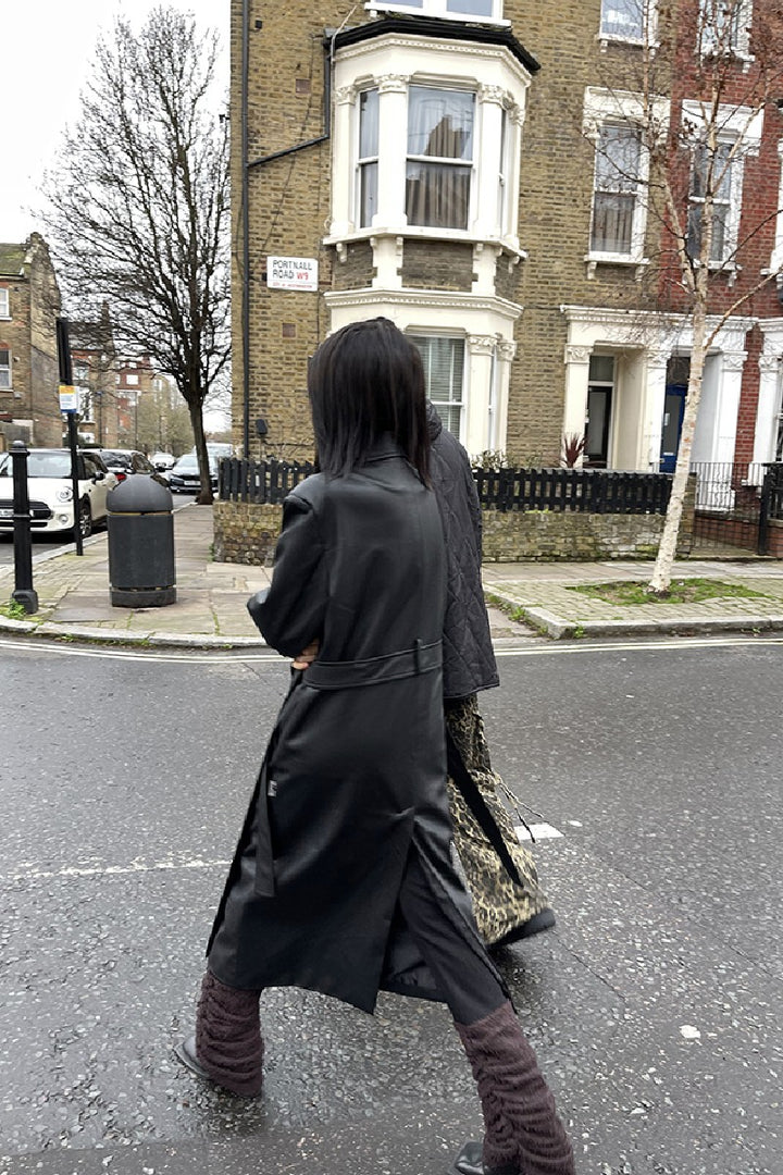 Sophisticated Leather Long Coat