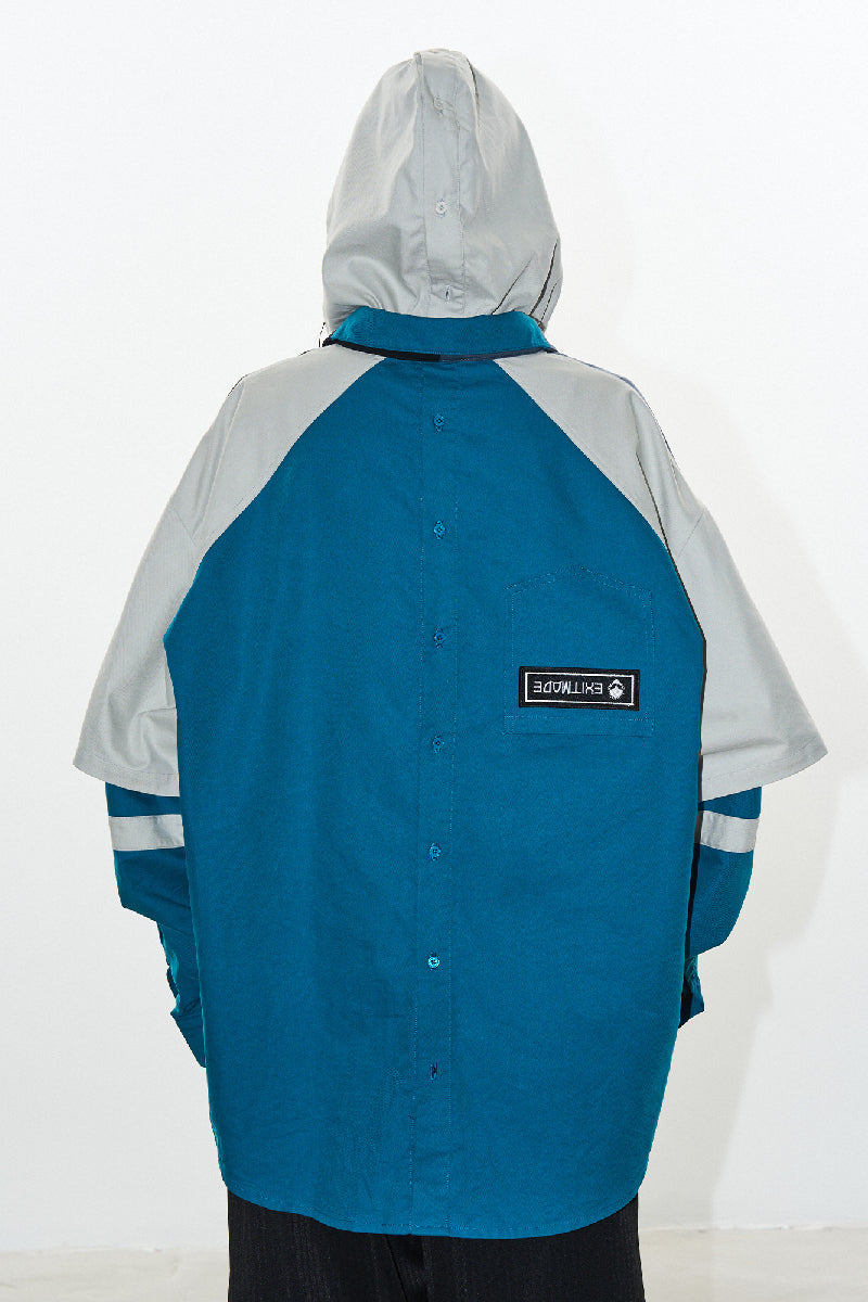 Colorblock Layered Hoodie Jersey Shirt