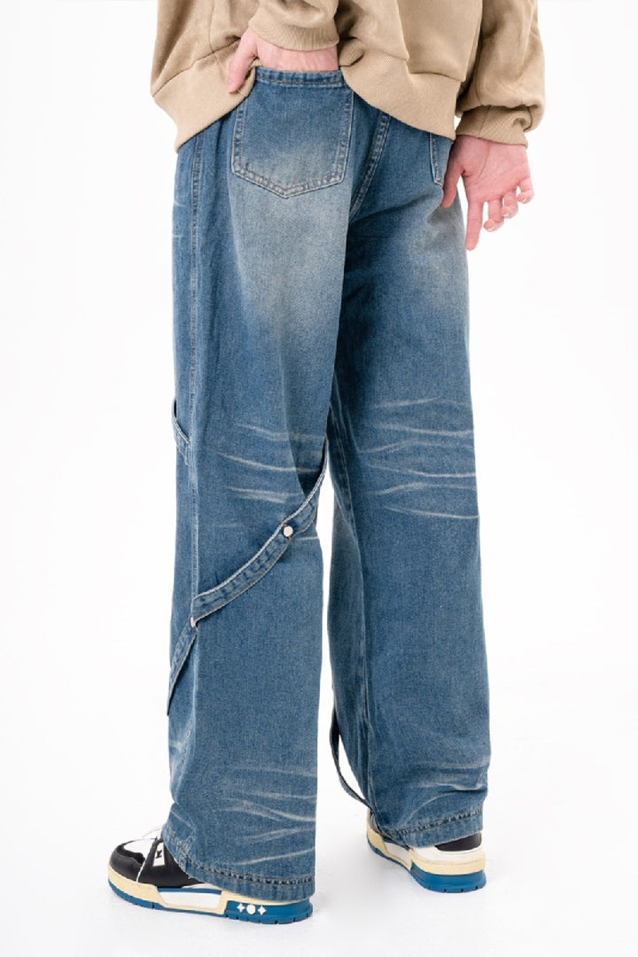 Retro Strap Loose Jeans