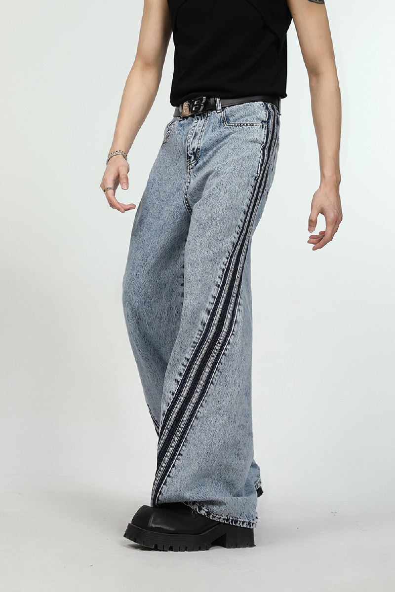 Irregular Striped Flared Jeans