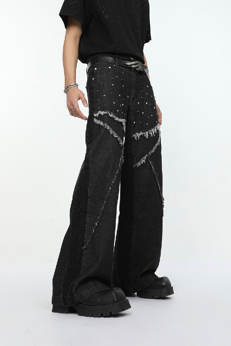 Vintage Studded Wide-Leg Jeans