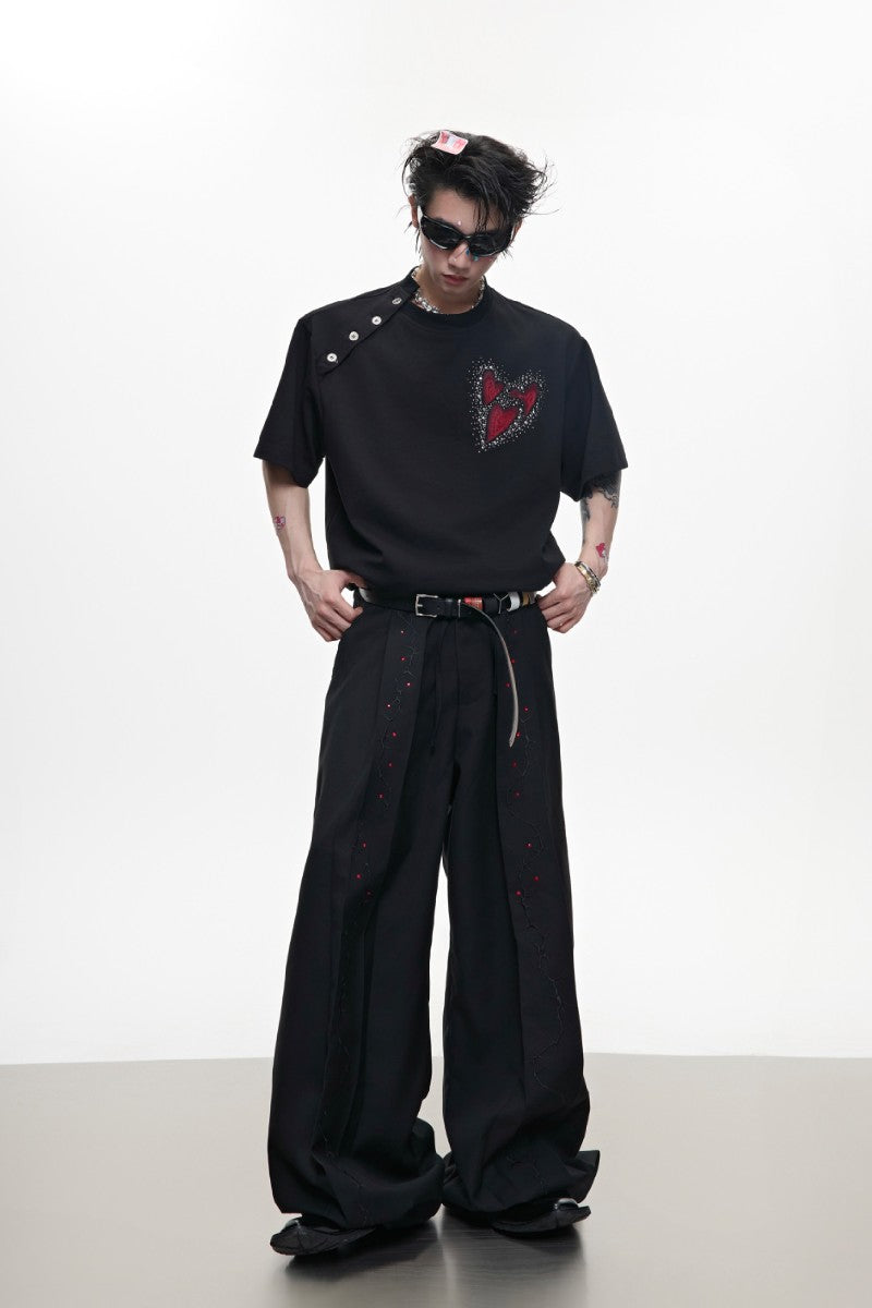 Asymmetrical Rhinestone Graphic Tee