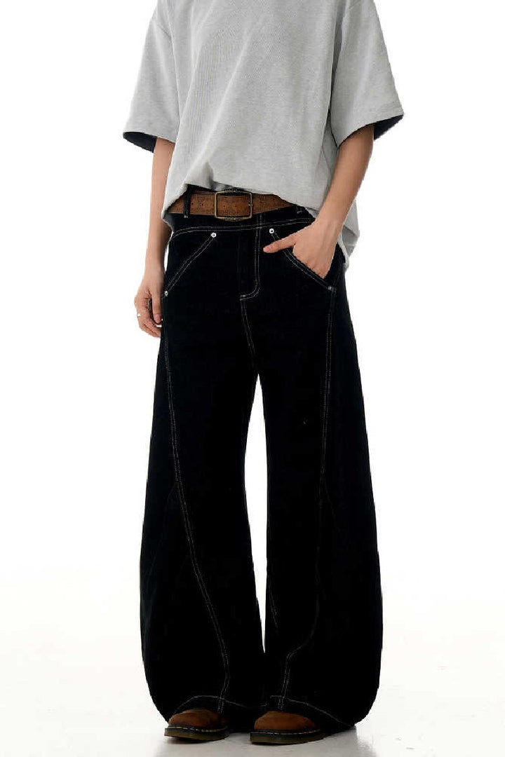 Black Deconstructed Blade Jeans
