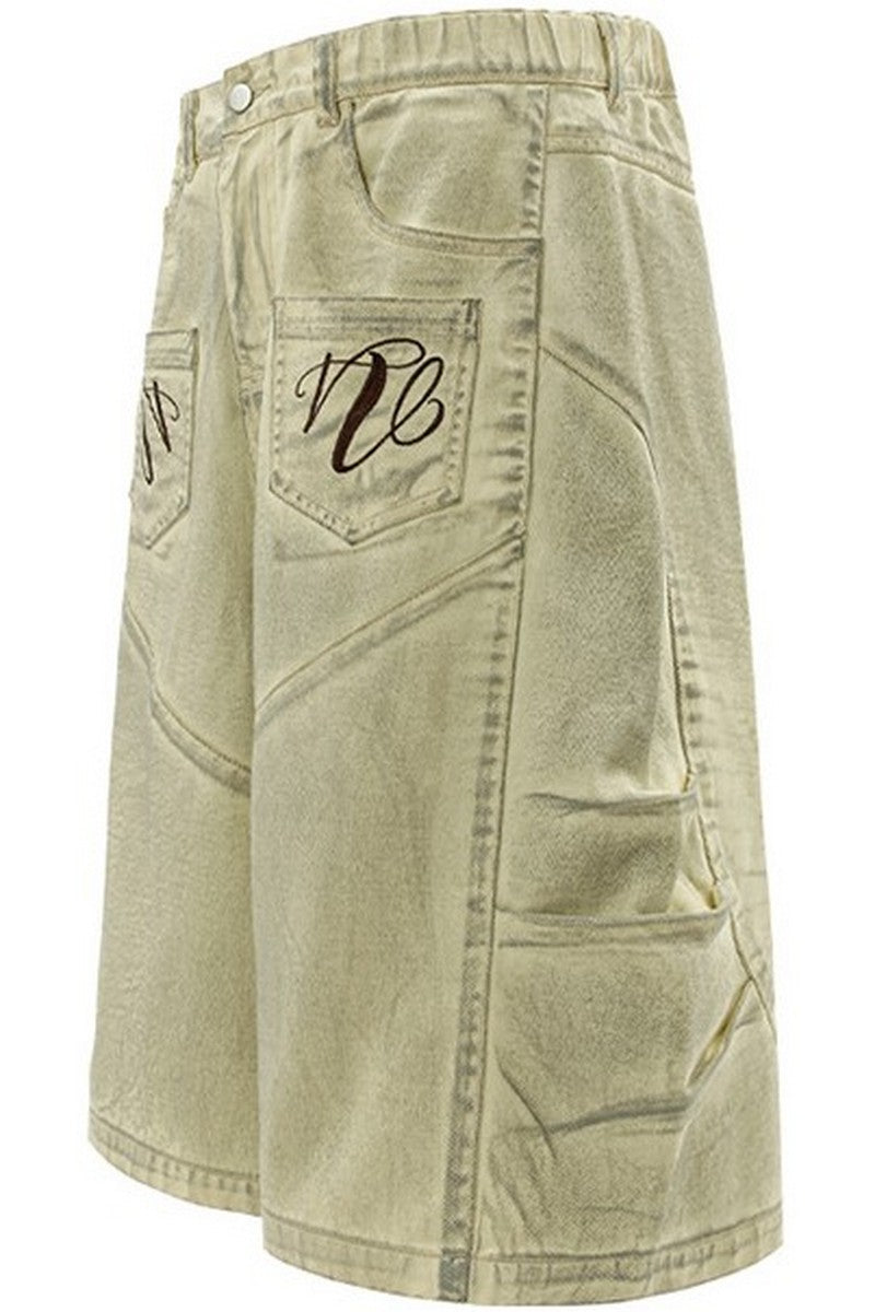Inside-Out Dirty Denim Shorts