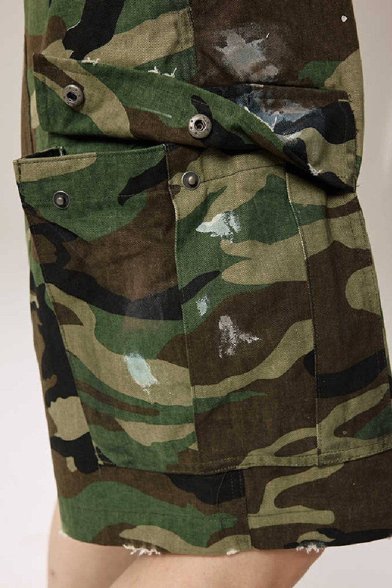 Camo Wide Leg Cargo Shorts