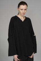 V-Neck Draped Long Sleeve Tee