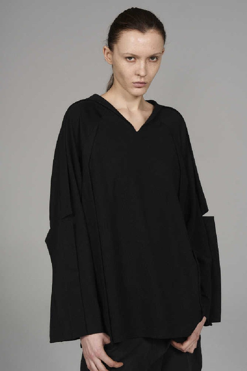 V-Neck Draped Long Sleeve Tee