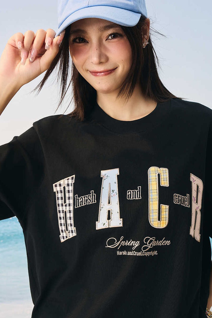 Colorblock Floral Patch Tee