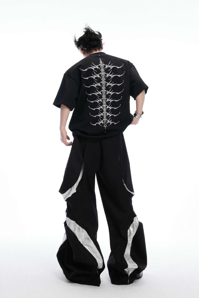 Studded Embroidered Spine Cotton Tee