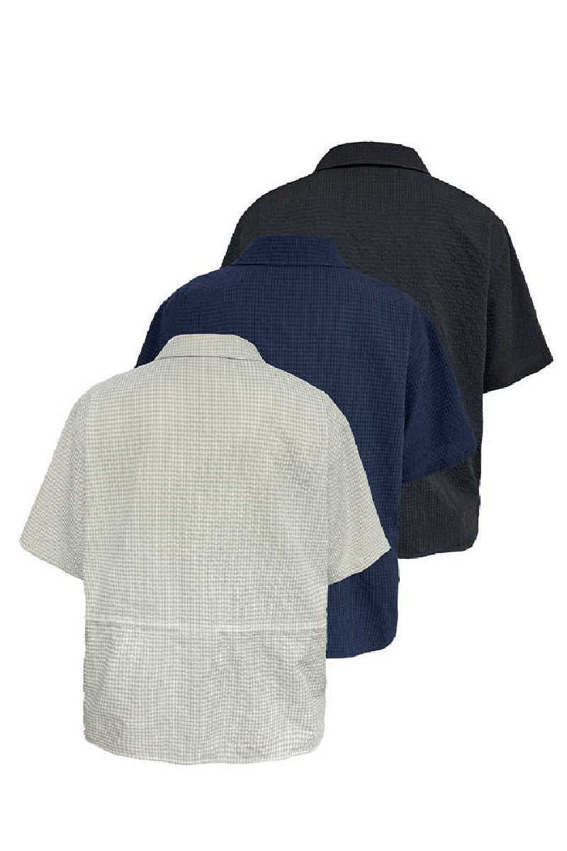 Drawstring Crinkle Short Shirt