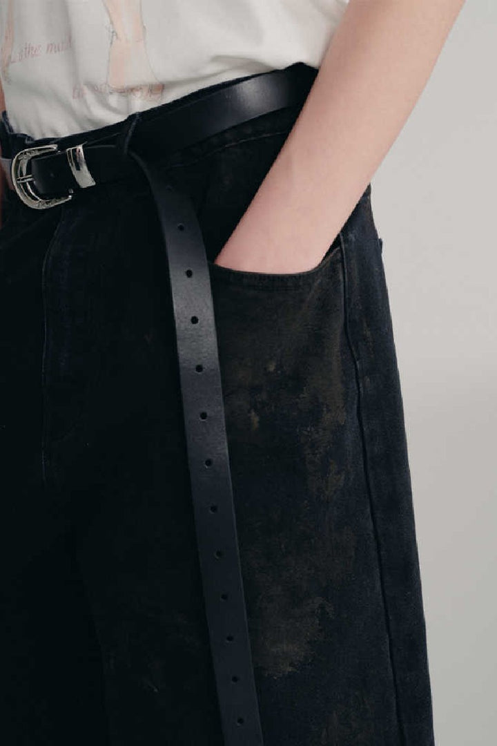 Mud Dyed Cropped Jeans