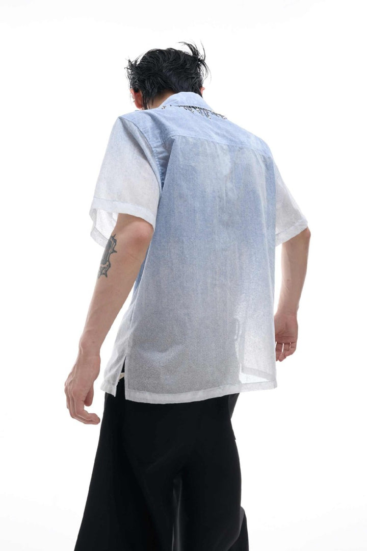 Ombre Fringe Short Sleeve Shirt