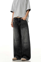 Whiskered Grey Straight Jeans